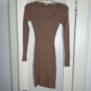 Abercrombie & Fitch Brown BodyCon Long Sleeve Knit Dress